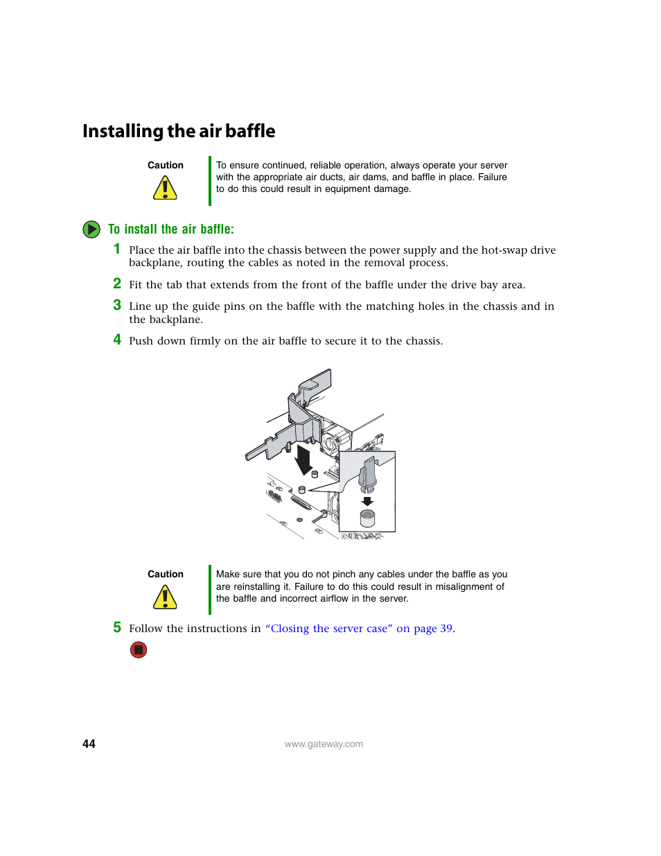 Installing the air baffle | Gateway 9315 User Manual | Page 49 / 168