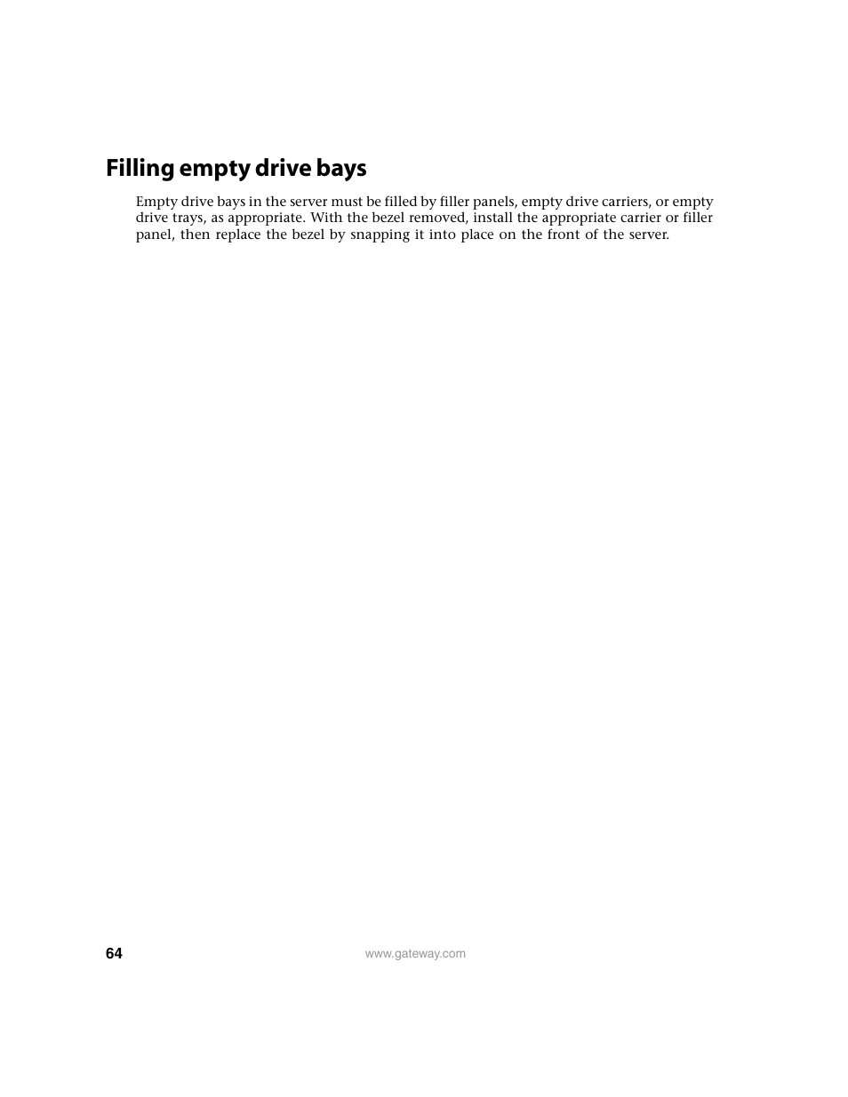 Filling empty drive bays | Gateway 9315 User Manual | Page 69 / 168