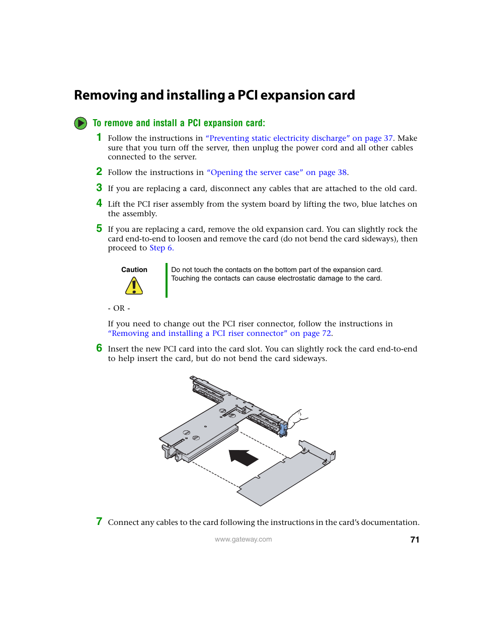 Removing and installing a pci expansion card | Gateway 9315 User Manual | Page 76 / 168