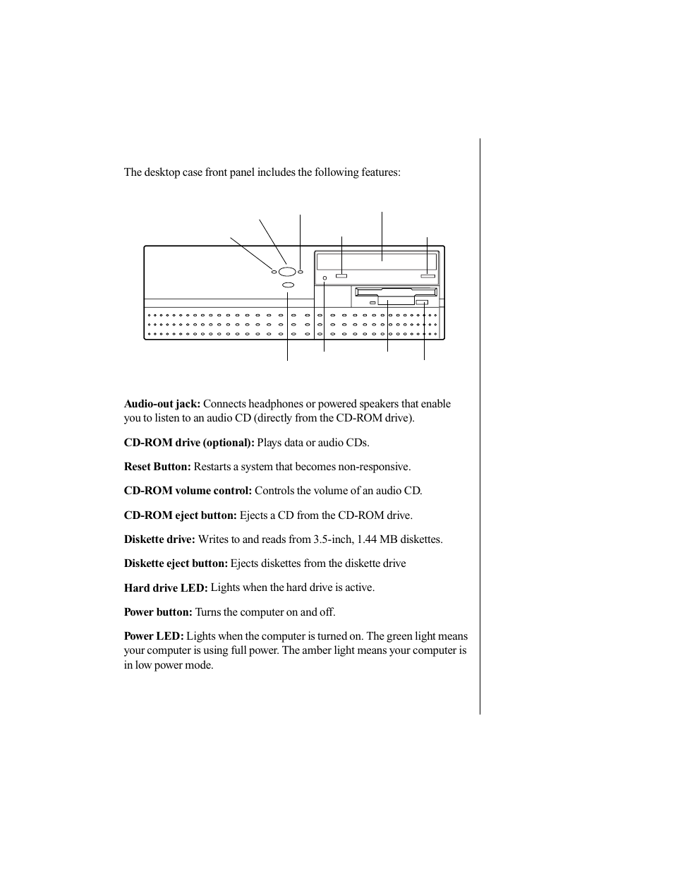 Front panel | Gateway E-1200 User Manual | Page 20 / 42