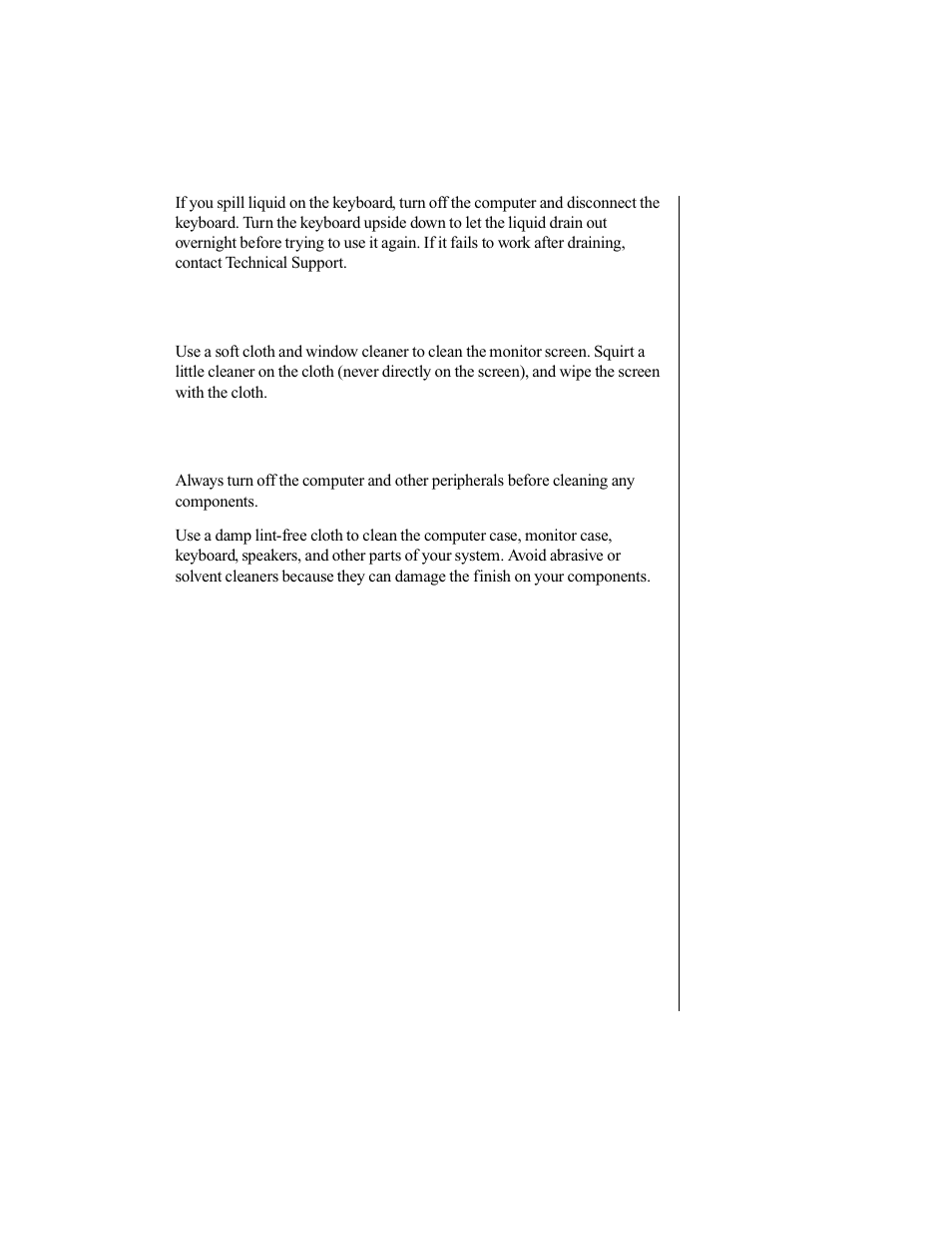 Cleaning the monitor screen, Cleaning the computer and monitor cases | Gateway E-1200 User Manual | Page 30 / 42
