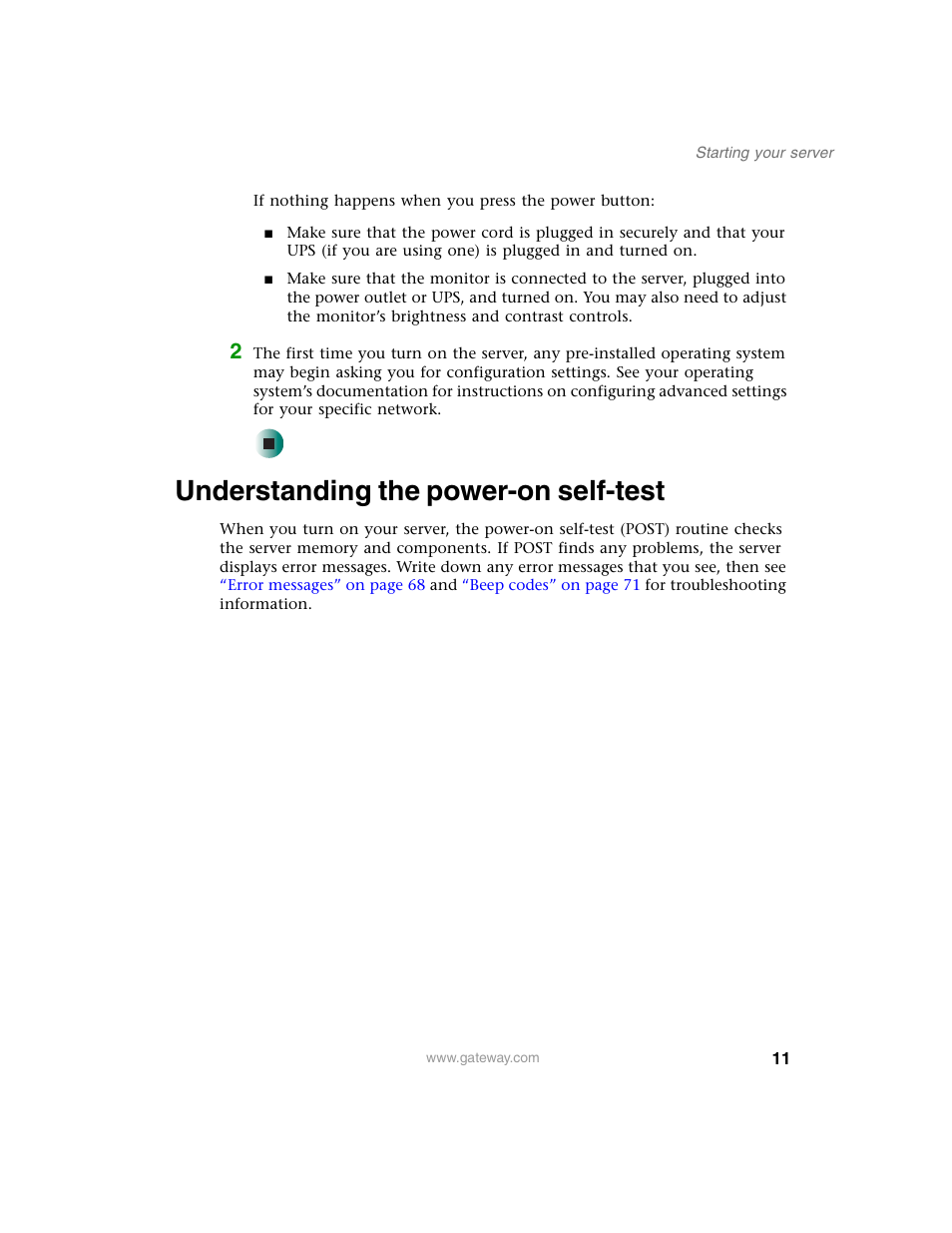 Understanding the power-on self-test | Gateway 920 User Manual | Page 16 / 122