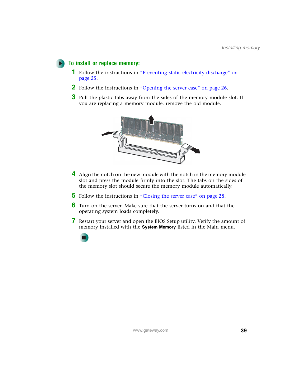 To install or replace memory | Gateway 920 User Manual | Page 44 / 122