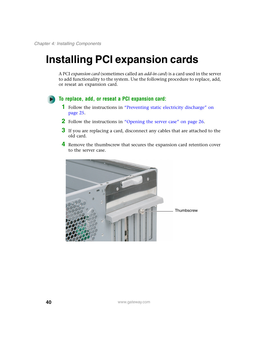 Installing pci expansion cards, To replace, add, or reseat a pci expansion card | Gateway 920 User Manual | Page 45 / 122