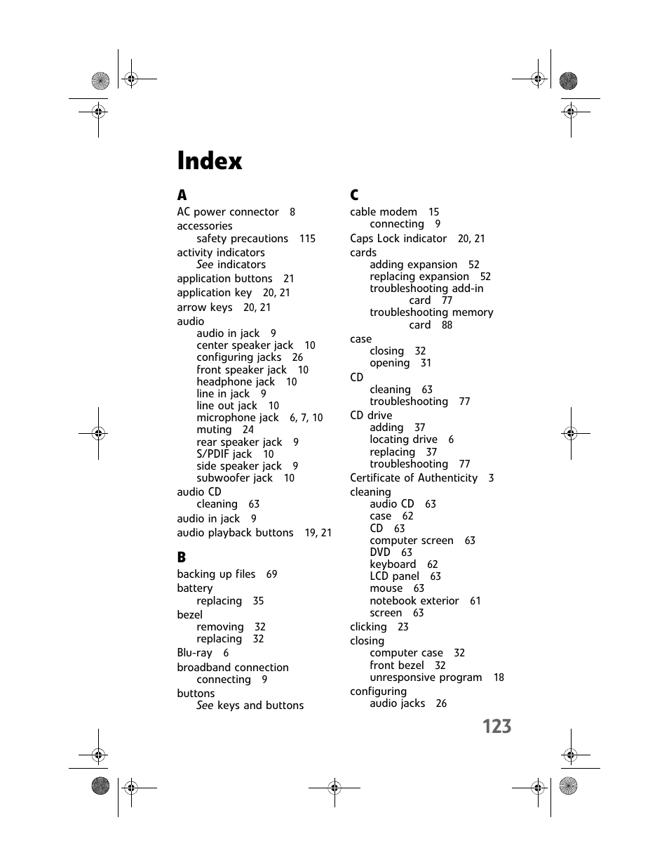 Index | Gateway GT5448E User Manual | Page 129 / 138