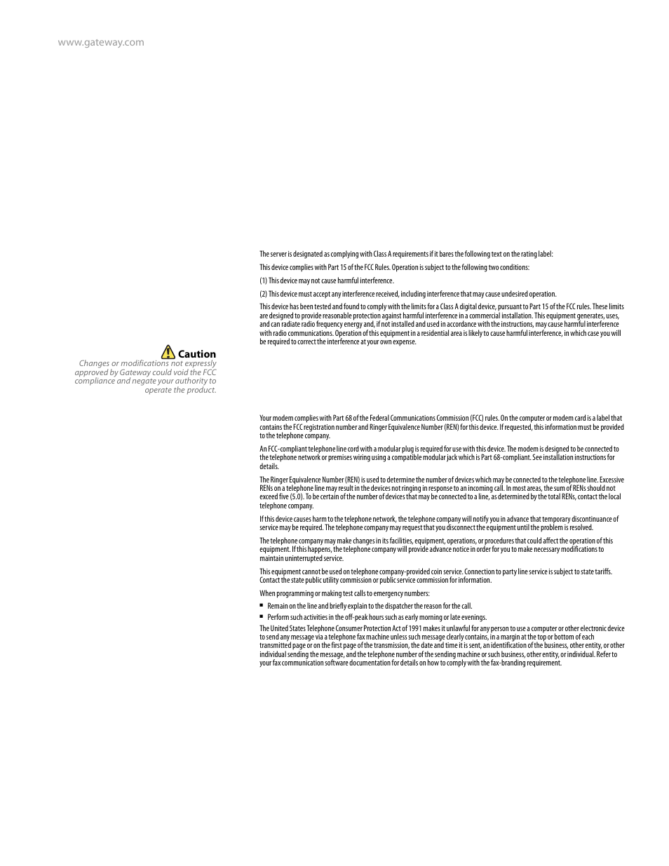 Regulatory compliance statements, United states of america | Gateway Server E-9520T User Manual | Page 117 / 126