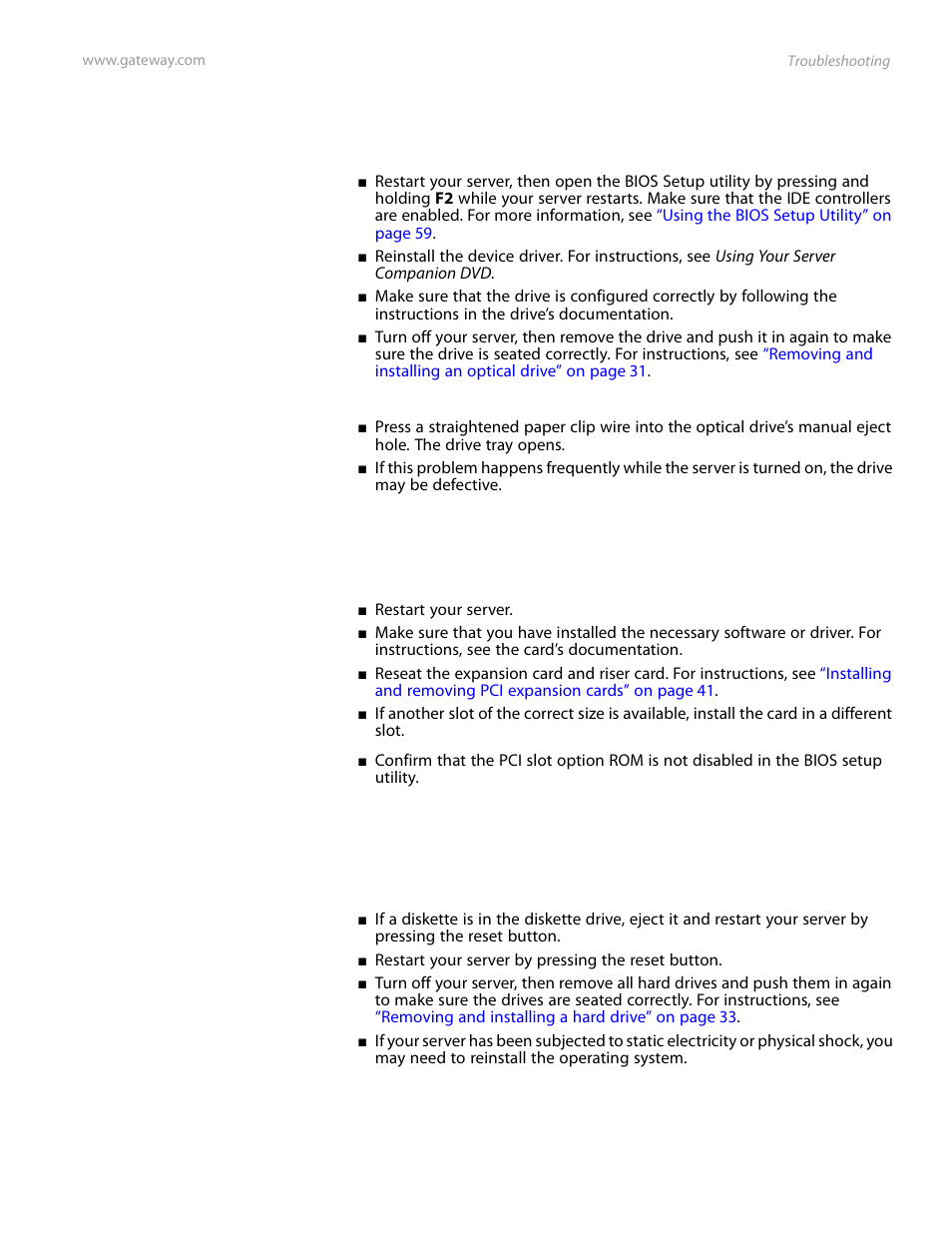 Optical drive, Expansion cards, Hard drive | Optical drive expansion cards hard drive | Gateway Server E-9520T User Manual | Page 89 / 126