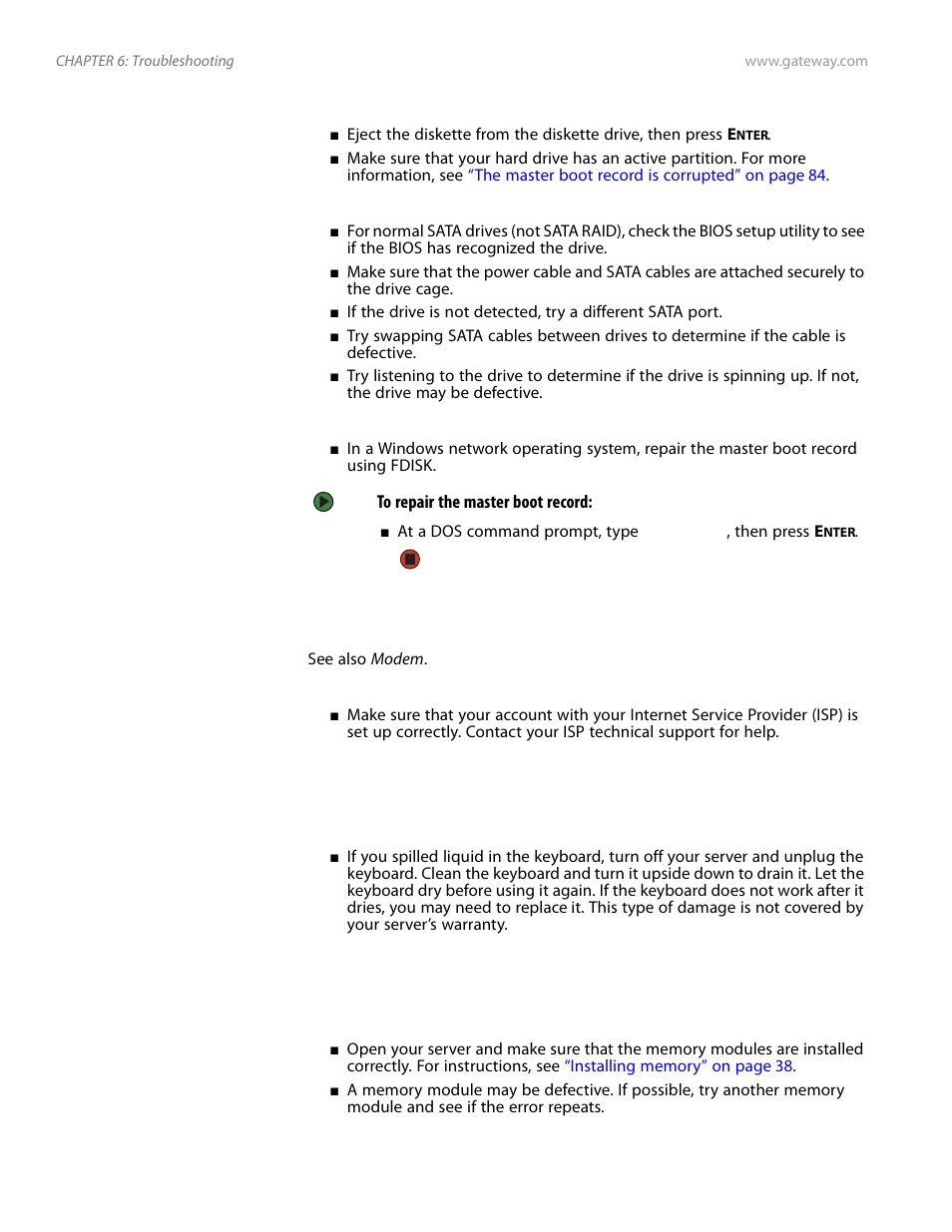 Internet, Keyboard, Memory | Internet keyboard memory | Gateway Server E-9520T User Manual | Page 90 / 126