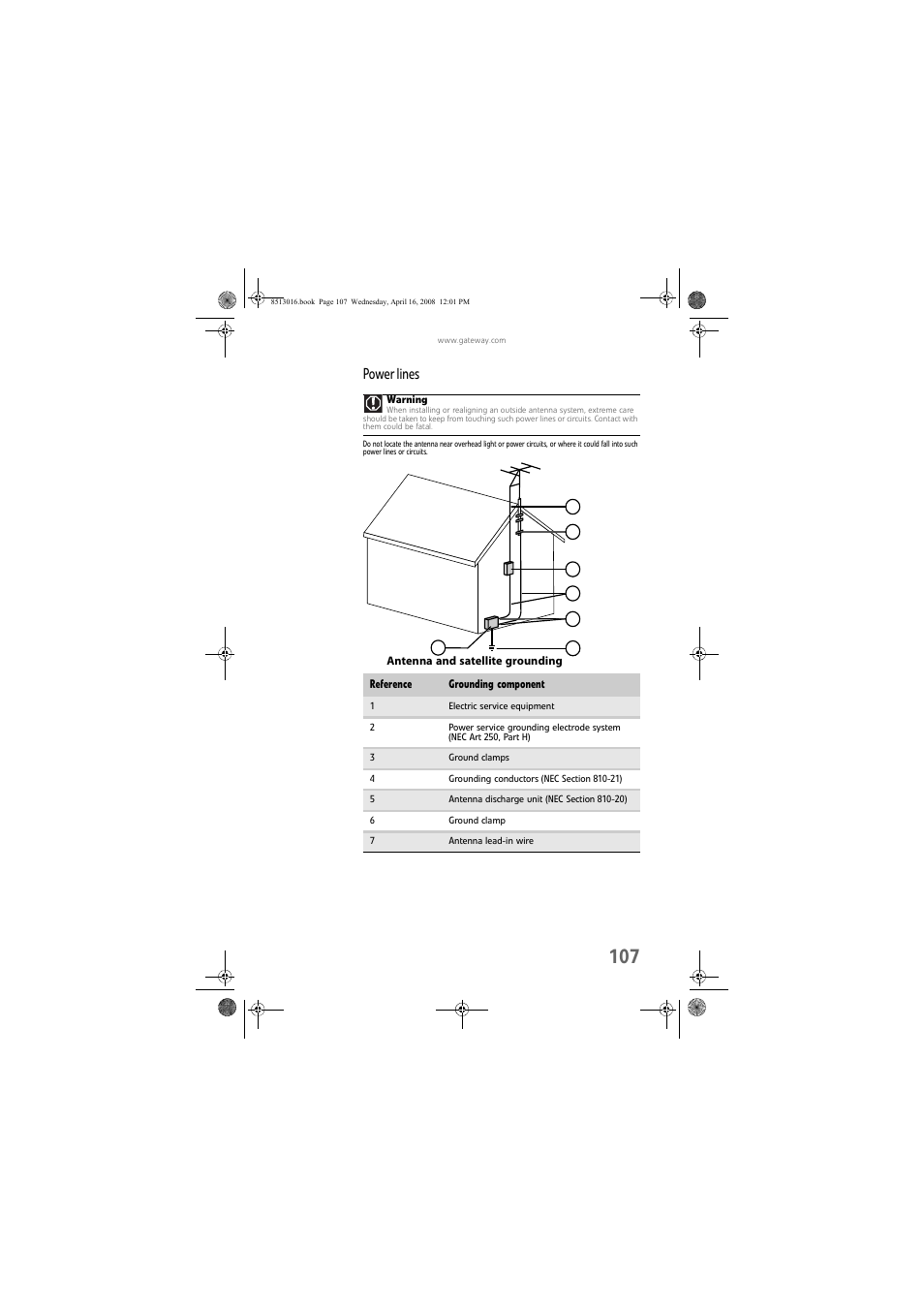 Power lines | Gateway GM5684E User Manual | Page 113 / 128
