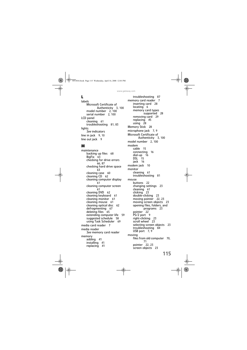 Gateway GM5684E User Manual | Page 121 / 128
