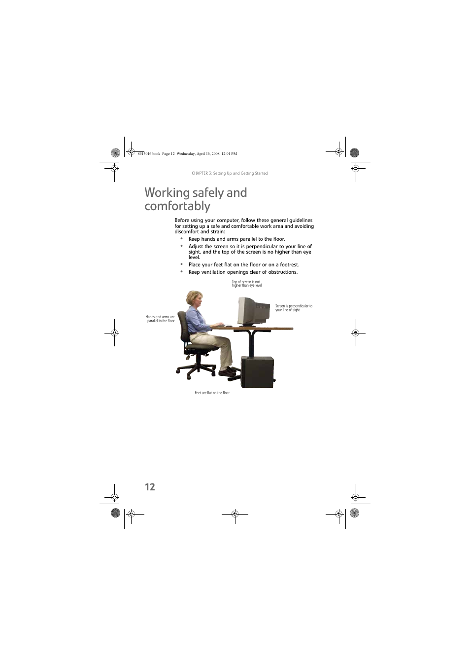 Working safely and comfortably | Gateway GM5684E User Manual | Page 18 / 128