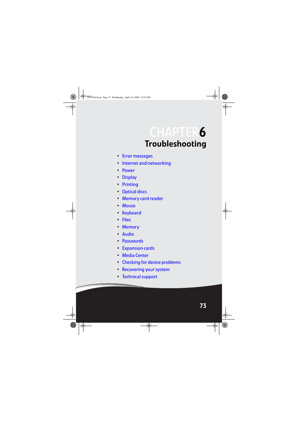Troubleshooting, Chapter 6: troubleshooting, Chapter 6 | Gateway GM5684E User Manual | Page 79 / 128