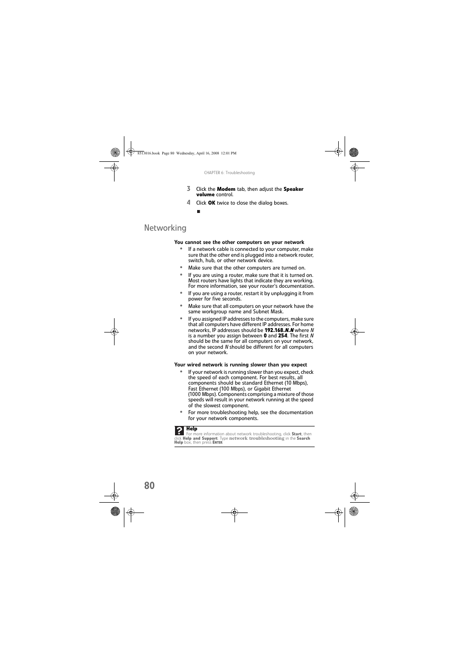 Networking, You cannot see the other computers on your network, Networking” on | Gateway GM5684E User Manual | Page 86 / 128