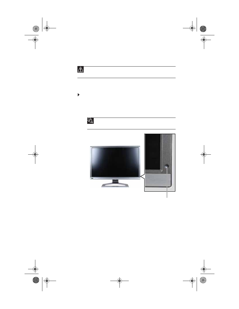 Starting the monitor, Turning on the monitor, Starting the monitor” on | Gateway XHD3000 User Manual | Page 34 / 92