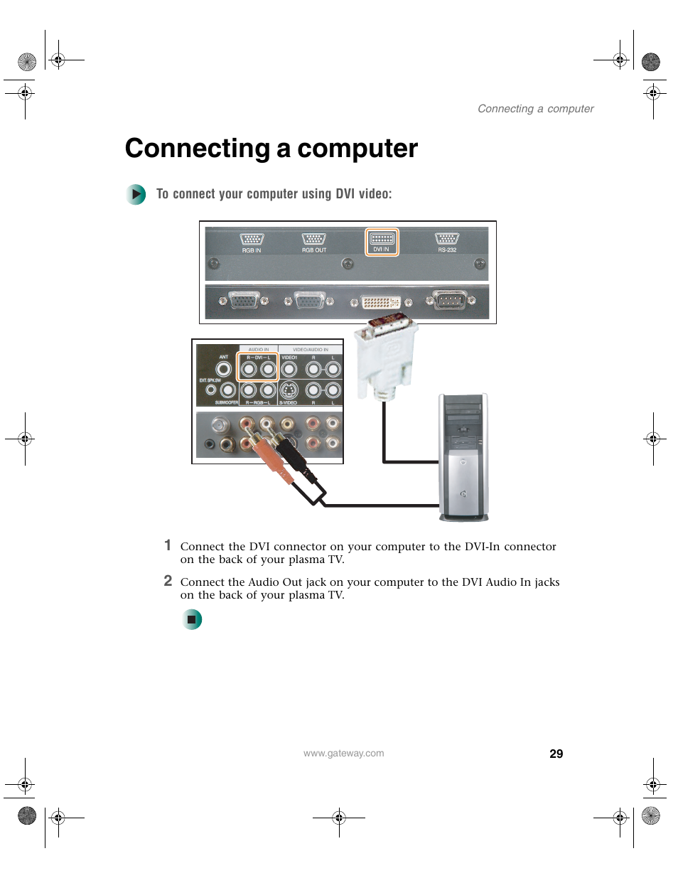 Connecting a computer | Gateway GTW-P42M102 User Manual | Page 33 / 68