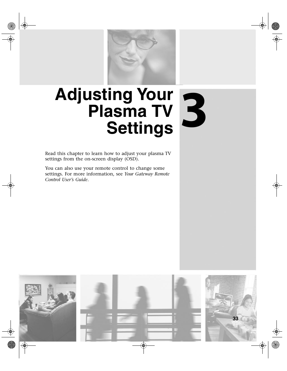 Adjusting your plasmatv settings, Adjusting your plasma tv settings | Gateway GTW-P42M102 User Manual | Page 37 / 68
