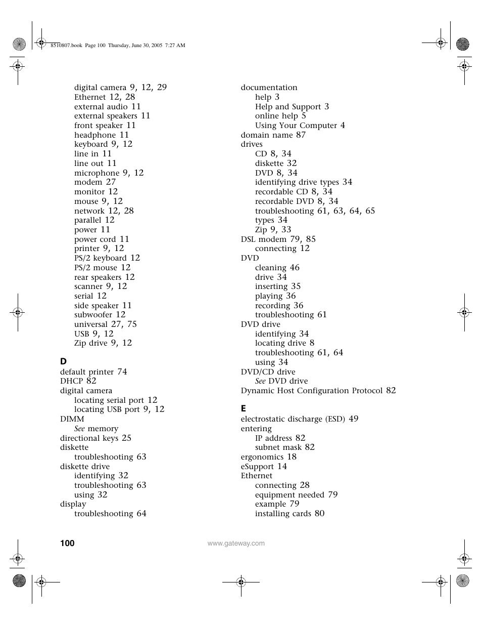 Gateway E-2500D User Manual | Page 105 / 110