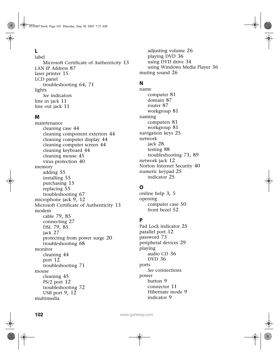 Gateway E-2500D User Manual | Page 107 / 110