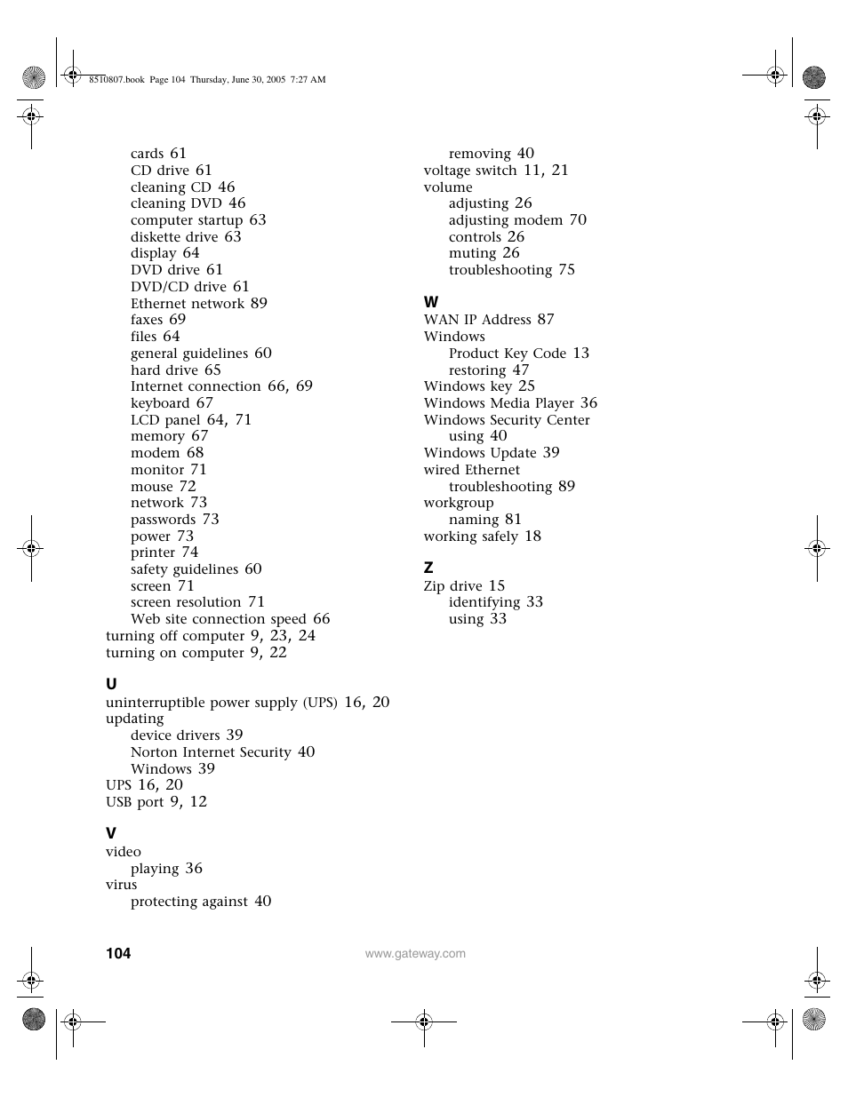 Gateway E-2500D User Manual | Page 109 / 110