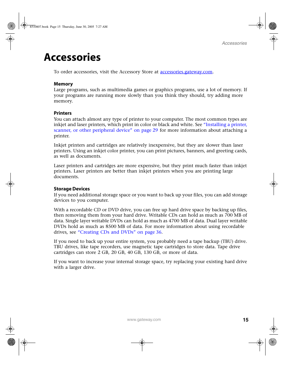 Accessories | Gateway E-2500D User Manual | Page 20 / 110