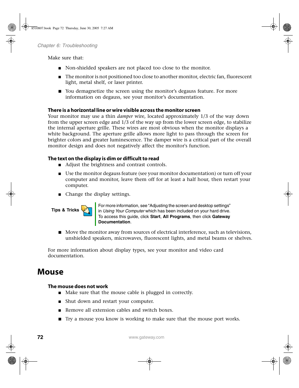 Mouse | Gateway E-2500D User Manual | Page 77 / 110