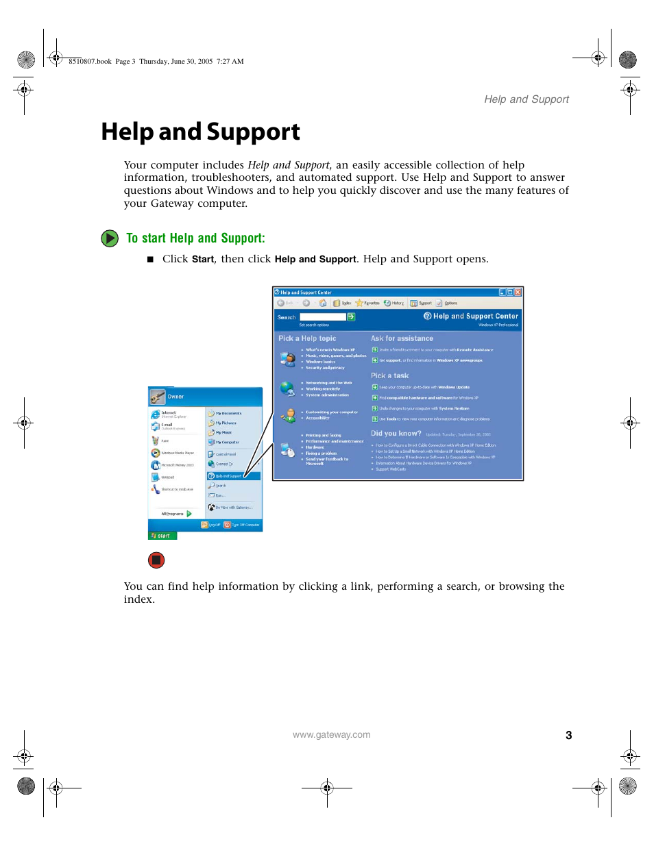 Help and support | Gateway E-2500D User Manual | Page 8 / 110