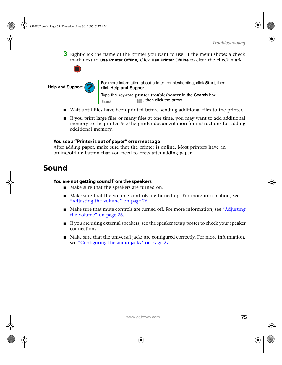 Sound | Gateway E-2500D User Manual | Page 80 / 110