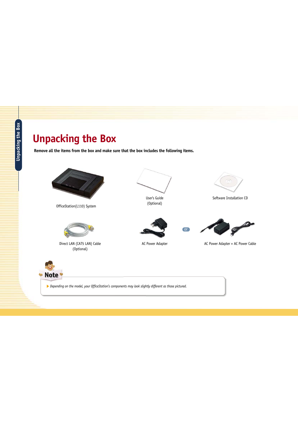 Unpacking the box | Gateway L110 User Manual | Page 7 / 87