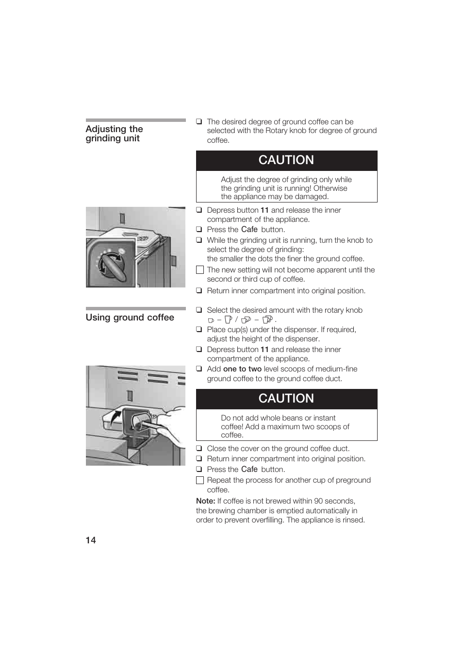 Caution | Gaggenau CM200610 User Manual | Page 14 / 105