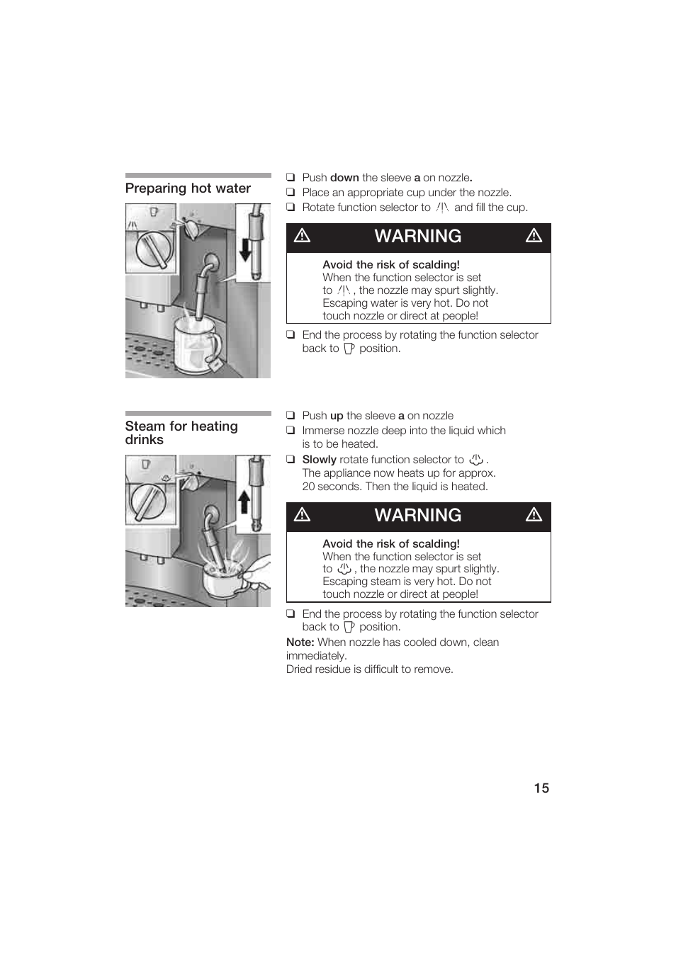 Dwarning d | Gaggenau CM200610 User Manual | Page 15 / 105