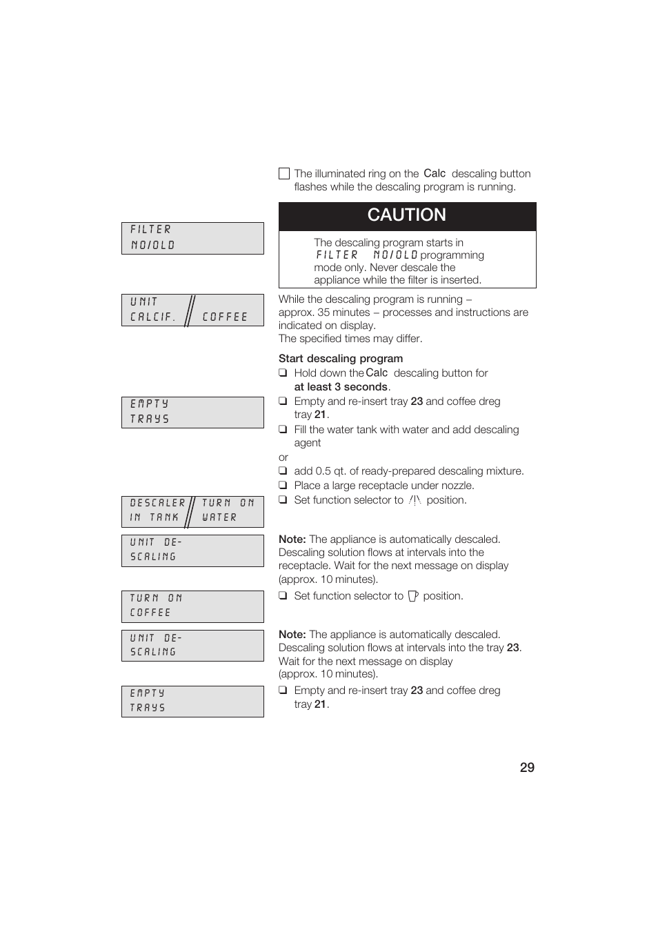 Caution | Gaggenau CM200610 User Manual | Page 29 / 105