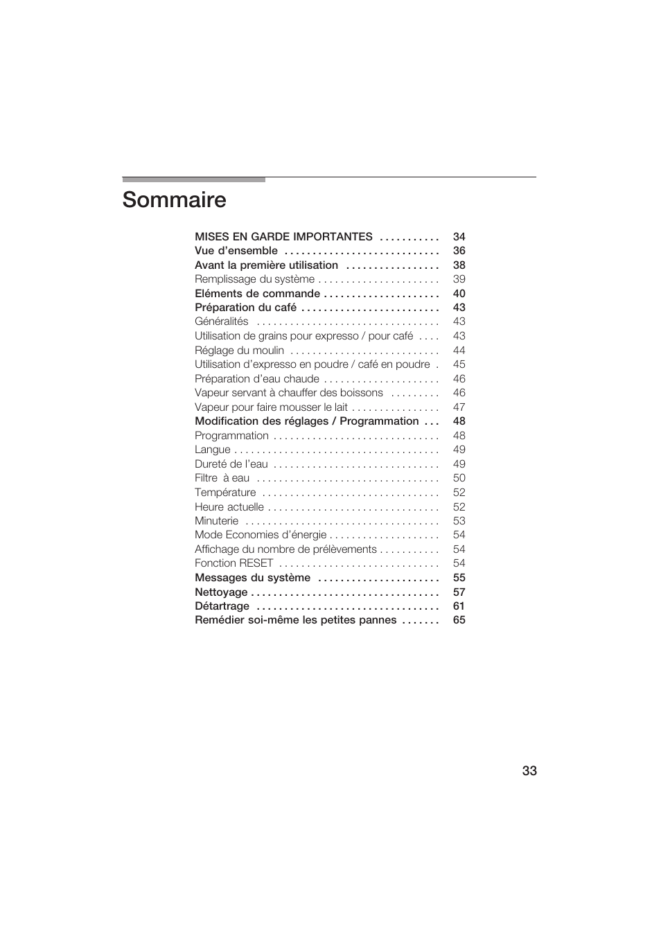 Sommaire | Gaggenau CM200610 User Manual | Page 33 / 105
