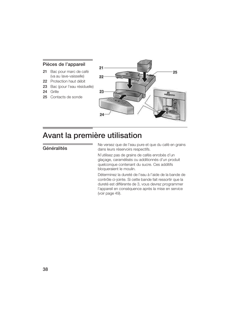 Avant la première utilisation | Gaggenau CM200610 User Manual | Page 38 / 105