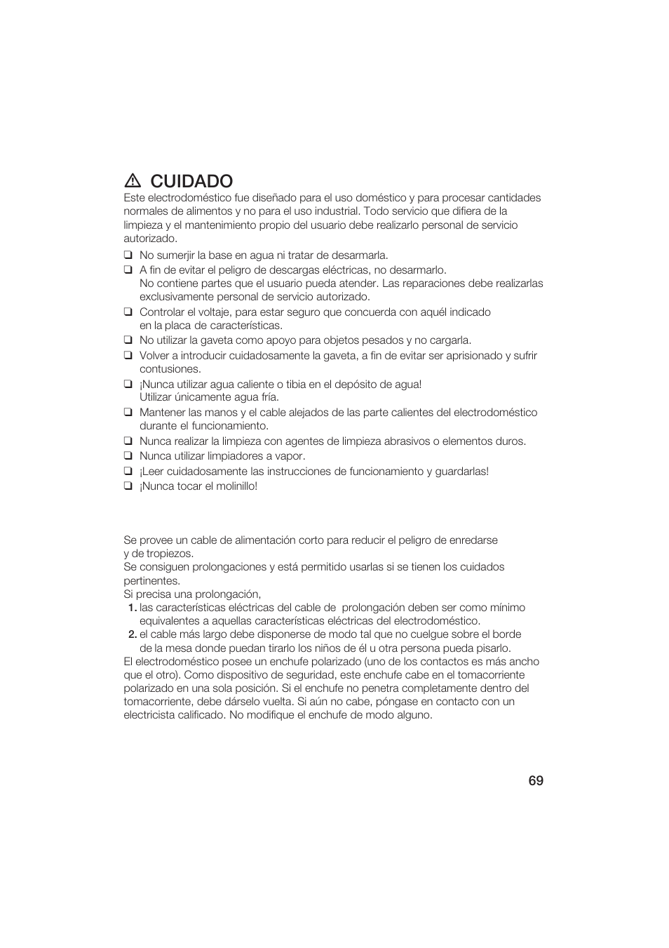D cuidado | Gaggenau CM200610 User Manual | Page 69 / 105