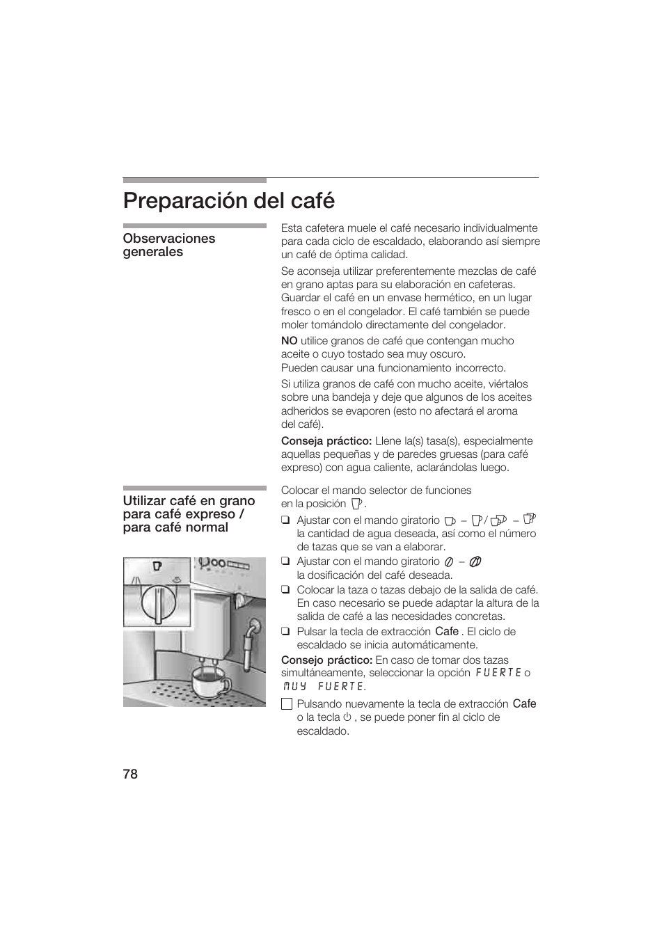 Preparación del café | Gaggenau CM200610 User Manual | Page 78 / 105