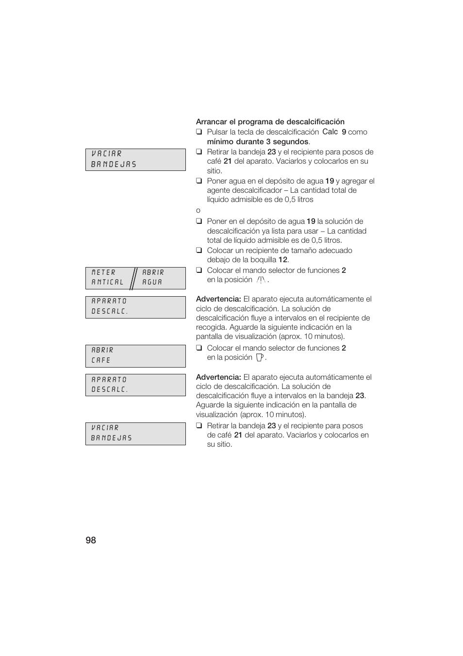 Gaggenau CM200610 User Manual | Page 98 / 105