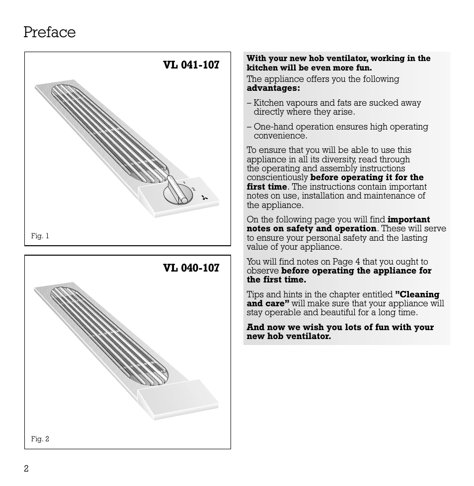 Preface | Gaggenau VL 040-107 User Manual | Page 3 / 9