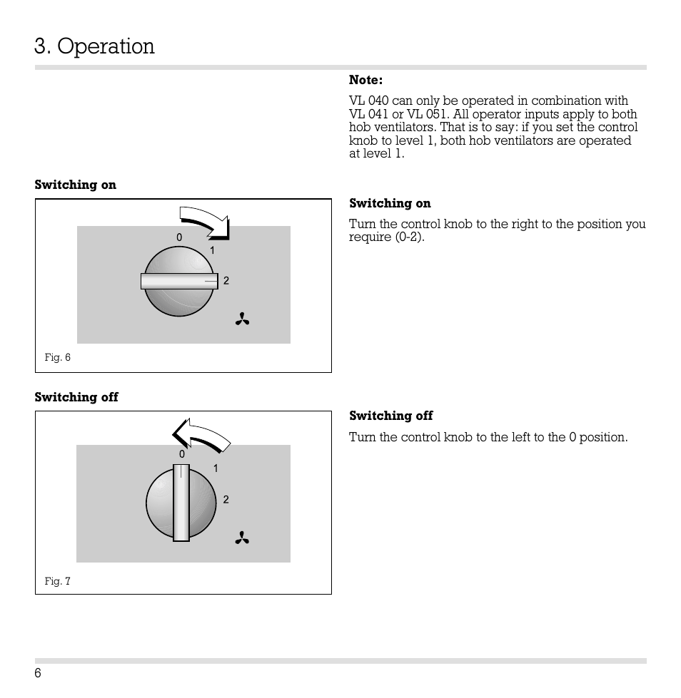 Operation | Gaggenau VL 040-107 User Manual | Page 7 / 9