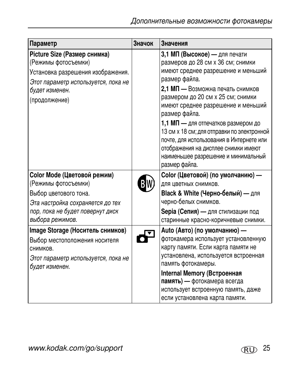 Image storage | Kodak C310 User Manual | Page 31 / 79