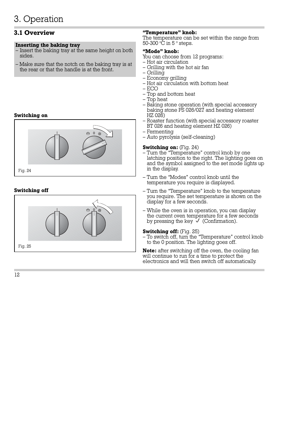 Operation, 1 overview | Gaggenau EB 270/271 User Manual | Page 13 / 42