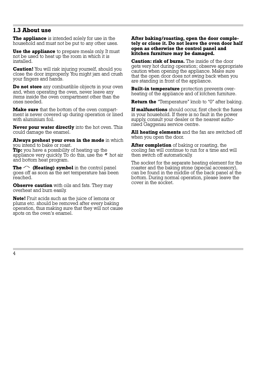3 about use | Gaggenau EB 270/271 User Manual | Page 5 / 42