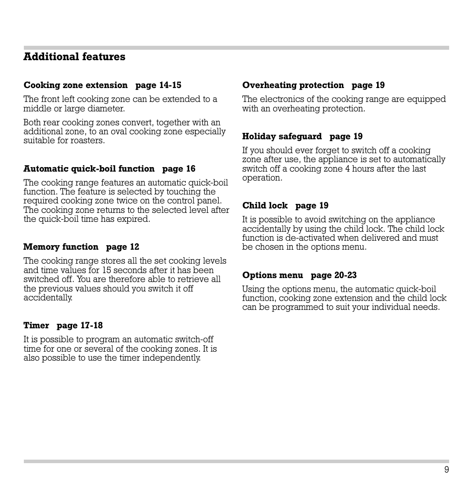 Additional features | Gaggenau CK 481-6 User Manual | Page 10 / 31