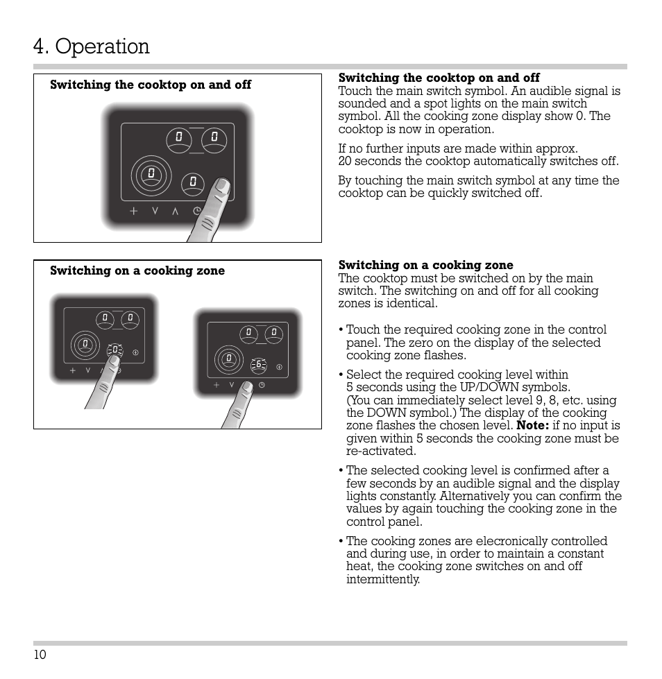 Operation | Gaggenau CK 481-6 User Manual | Page 11 / 31
