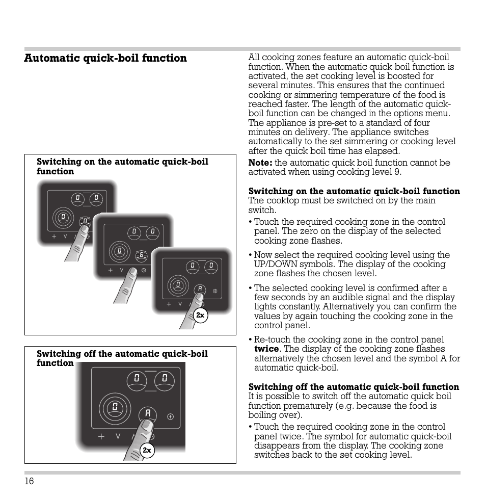 Automatic quick-boil function | Gaggenau CK 481-6 User Manual | Page 17 / 31