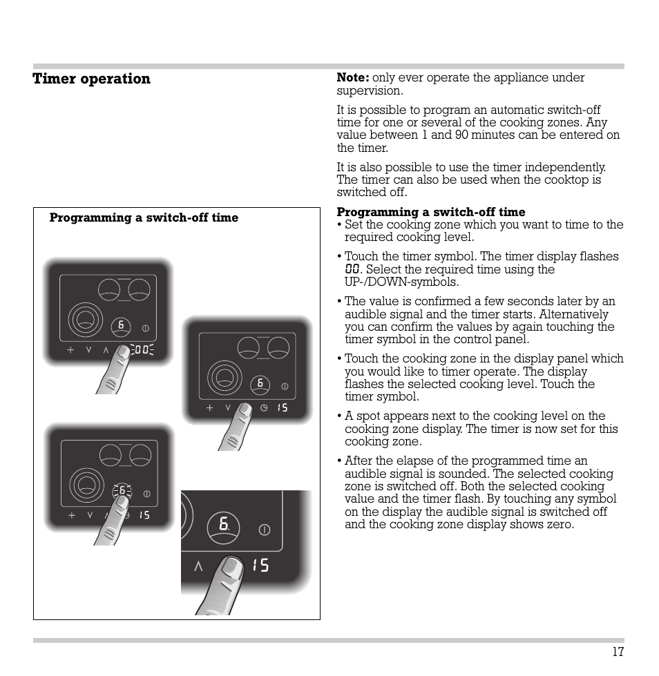 Timer operation | Gaggenau CK 481-6 User Manual | Page 18 / 31