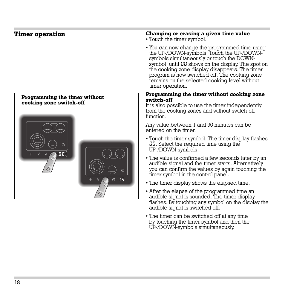 Timer operation | Gaggenau CK 481-6 User Manual | Page 19 / 31