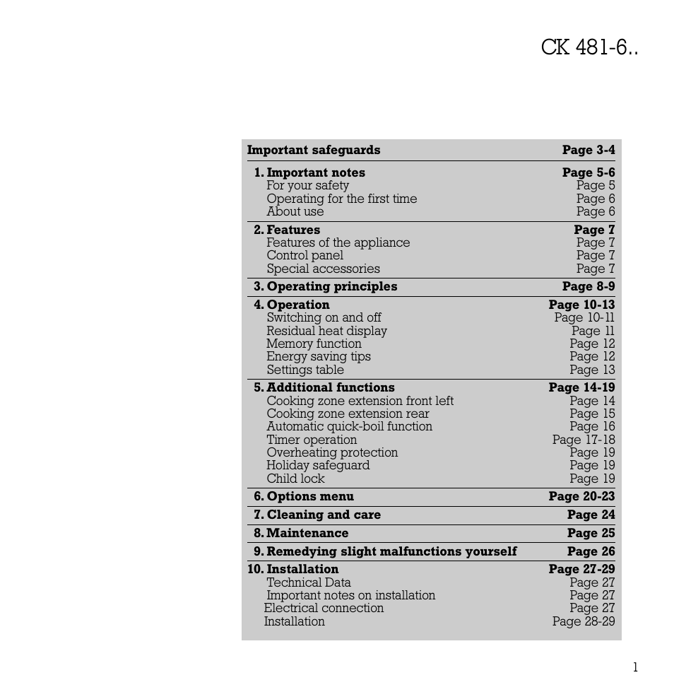 Ck 481-6 | Gaggenau CK 481-6 User Manual | Page 2 / 31