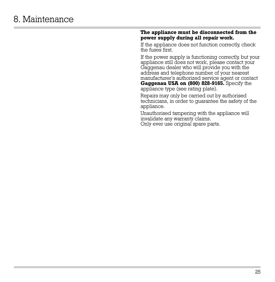 Maintenance | Gaggenau CK 481-6 User Manual | Page 26 / 31