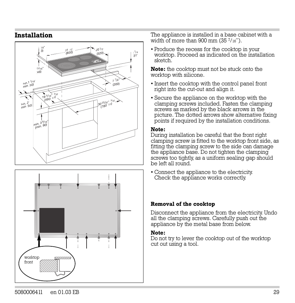 Installation | Gaggenau CK 481-6 User Manual | Page 30 / 31