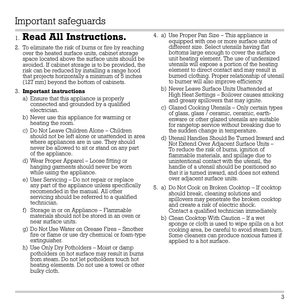 Read all instructions, Important safeguards | Gaggenau CK 481-6 User Manual | Page 4 / 31